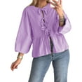 thumbnail image 4 of Womens Tie Front Tops Blouses Long Puff Sleeve Peplum Babydoll Bow Shirt Summer Coquette Tops, 4 of 6