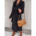 thumbnail image 3 of LinYooLi Trench Coats for Women Casual Lapel Long Solid Color Wrap Coat Wool Blend Overcoat Shacket Jacket, 3 of 5