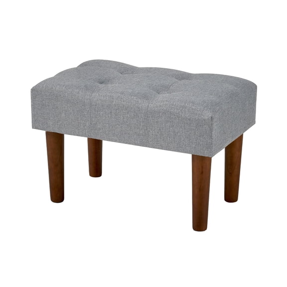 VECELO Small Tufted Foot Stool, Upholstered Footrest Ottoman with Legs, Fabric Rectangle Sofa Foot Rest for Living Room, Couch, Gray