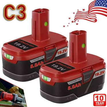 2Packs 8.0Ah Replacement for Craftsman 19.2V Battery Lithium ion C3 130279005 11375 11376 120235021 1323517