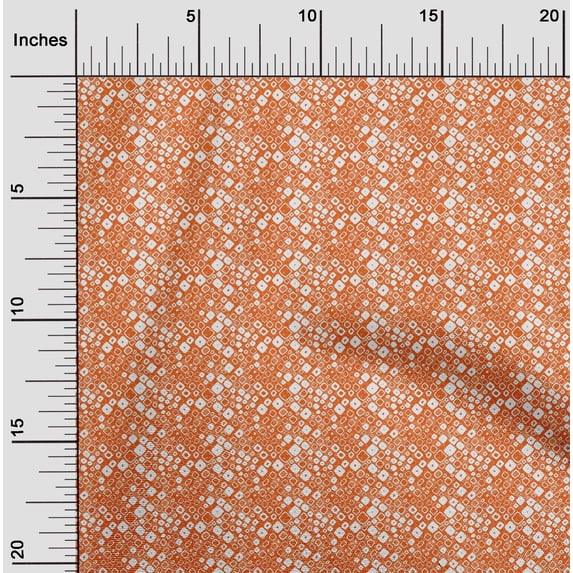 oneOone Cotton Cambric Orange Fabric Geometric Bandhani Craft Projects Decor Fabric Printed By The Yard 56 Inch Wide