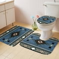thumbnail image 2 of Blue Southwest Bath Mat 3 Piece Bathroom Rug Set, Farmhouse Boho Aztec Abstract Geometric Non Slip Bath Rug Contour Mat and Toilet Lid Cover, Absorbent Shower Mats Soft Bath Rugs and Mats Sets, 2 of 8