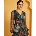 thumbnail image 3 of AURA Women Plus Size Floral Maxi Dress V Neck High Waist Long Sleeve Elegant Dress, 3 of 10