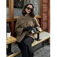 thumbnail image 5 of Women's Crop Knit Scarf Coat High Low Long Sleeves Knit Cardigan with Undetachable Scarf Cozy Fall Winter Outerwear for Office & Casual, 5 of 10