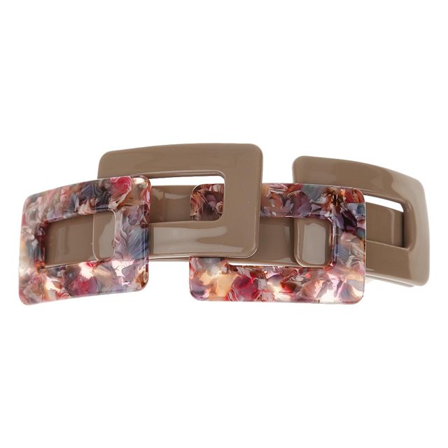 lionlar Barrette Française Grande à Imprimé Léopard avec Attache Queue de Cheval Pinces à Cheveux Accessoires#3 Rouge Brun