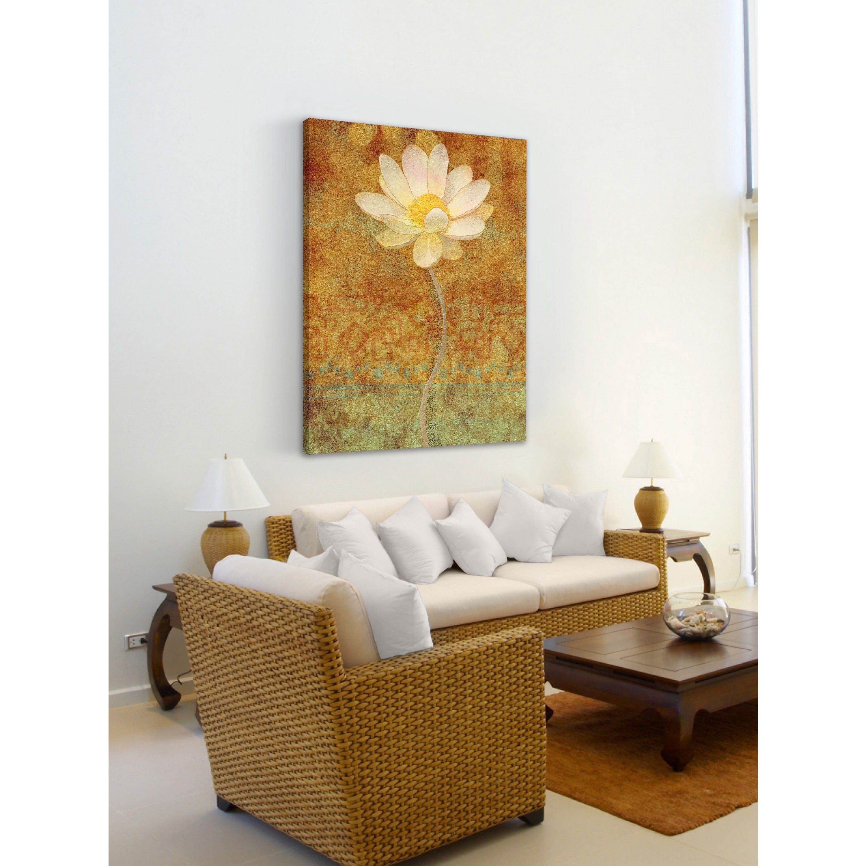 "White Lotus" Painting Print on Wrapped Canvas