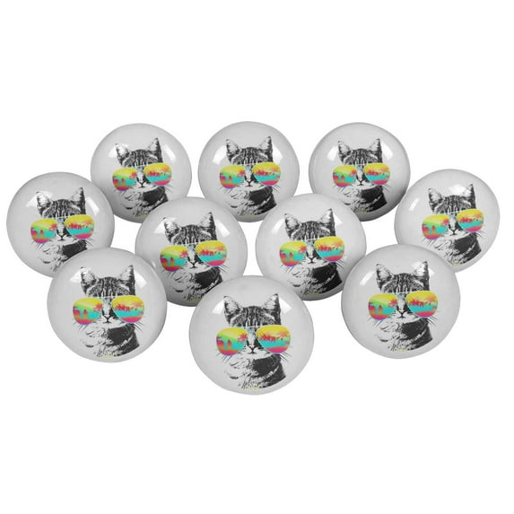 IBA Indianbeautifulart Charcoal Gray Cat With Goggle Kids 2 Inches Furniture Door Knobs Ceramic Cabinet Cupboard Handle Pull