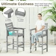 thumbnail image 5 of Barara King Bar Stools Set, Counter Bar Stools Set, Patio HDPE Adirondack Bar Chairs Set of 2 with Wide Armrests-Gray, 5 of 12