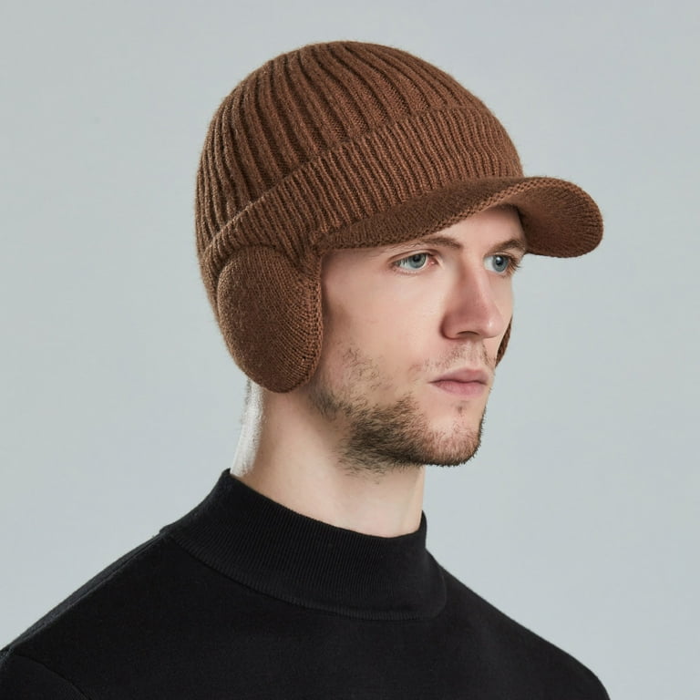 Elastic Warm Knitted Hat Winter Hat Mens Thickened Wool Hat