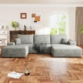 thumbnail image 3 of Muumblus 107" Cloud Sectional Sofa with Right Chaise, Cozy U-Shaped Modular Sofa with Ottoman, Plush Corduroy Sleeper Bed Couch, No Assembly Required, Gray, 3 of 9