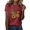thumbnail image 3 of Trendfront Womens Butterfly Graphic Print Tee Fashion Summer Short Sleeve T Shirts Crewneck Casual Artistic Nature Style Trendy Tops, 3 of 5