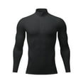 thumbnail image 3 of Mens Workout Raglan Shirts Long Sleeve 1/4 Zipper Athletic Tops with Thumb Hole Stand Collar Skinny Stretchy Tops Black, XL, 3 of 7