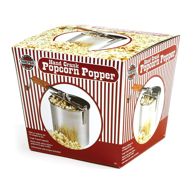 Vintage Theater 2 Stove Top Popcorn Popper Maker 4 Qt Aluminum Crank Wood  Handle