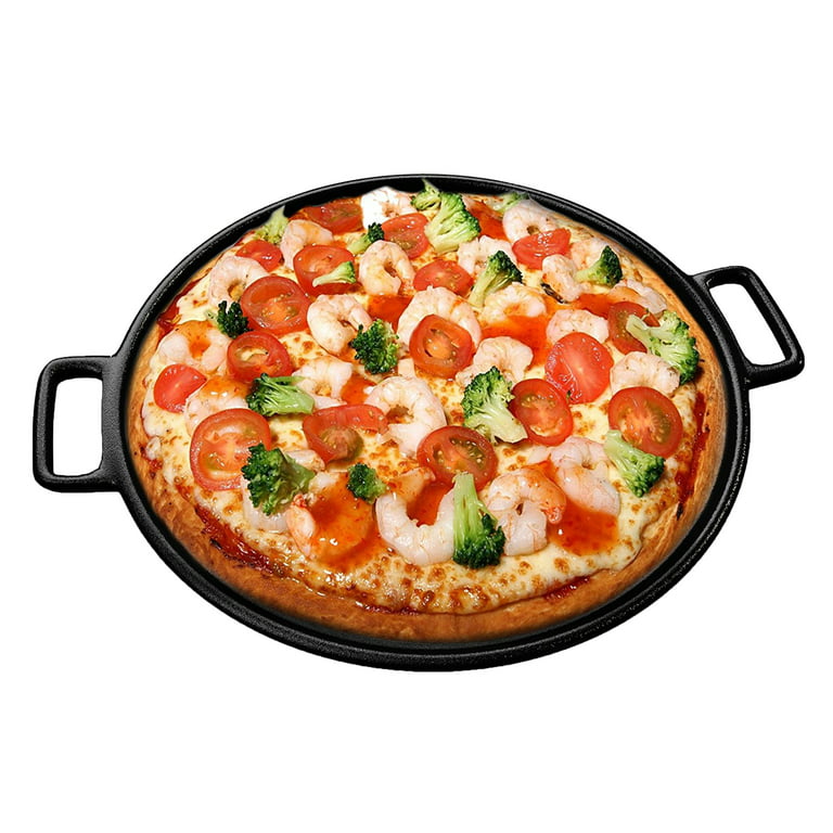 Cast Iron Pizza Pan Flat Skillet Baking Plate Kitchen Cookware For Oven 14  Inch