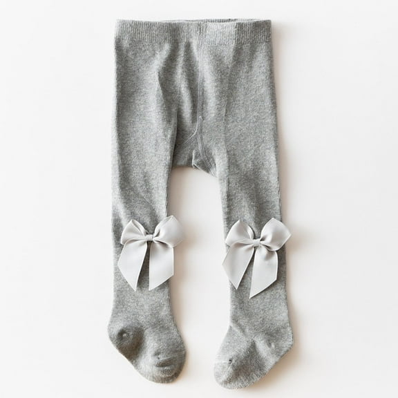 BRGZLK Infant Baby Girls Cotton Tights Autumn Sweet Cute Bow Princess Pantyhose Toddler Soft Cozy Stocking Trousers Kids Classic Leggings Socks Gray 12-24 Months