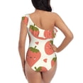 thumbnail image 6 of Yiaed Hand Drawn Strawberry Print Women One Piece Swimsuits Tummy Control One Shoulder Bathing Suits Pattern Ruffle Swimwear-Small, 6 of 8