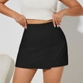 thumbnail image 5 of Only Moment Tennis Skirts for Women with Shorts Polyurethane Fiber Solid Casual Boho Ruffle Tiered Skorts High Waist Mini Skirts Golf Tennis Crochet Shorts Skorts for Wowomen with Pockets Black,S, 5 of 7