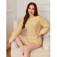 thumbnail image 3 of Ekouaer Fuzzy Fleece Pajamas 2 Piece Warm Soft Lounge Set Long Sleeve Sweater Top and Shorts Loungewear Outfits Sweatsuits, 3 of 4