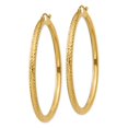 thumbnail image 2 of 14K Yellow Gold Earring Hoop Women'S 50 mm Diamond-Cut 3Mm Round Earrings, 2 of 3