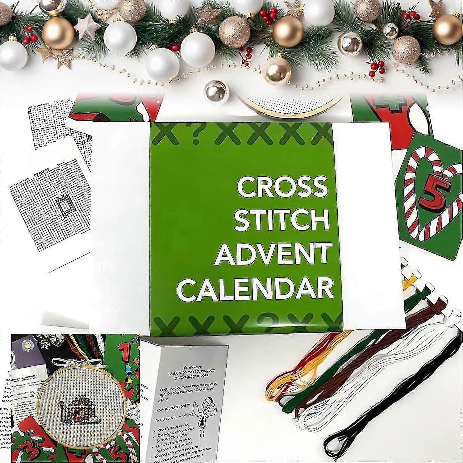 Calendrier De L'Avent Broderie Point De Croix Noël 2025 - Kit Créatif DIY - 25 Jours De Motifs Bonhommes De Neige - Déco Festive à Faire Soi-même