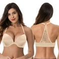thumbnail image 5 of Curve Muse Womens Push Up Add 1 and a half Cup Underwire Halter Front Close Bras -2PK-GREY,NUDE-36D, 5 of 7