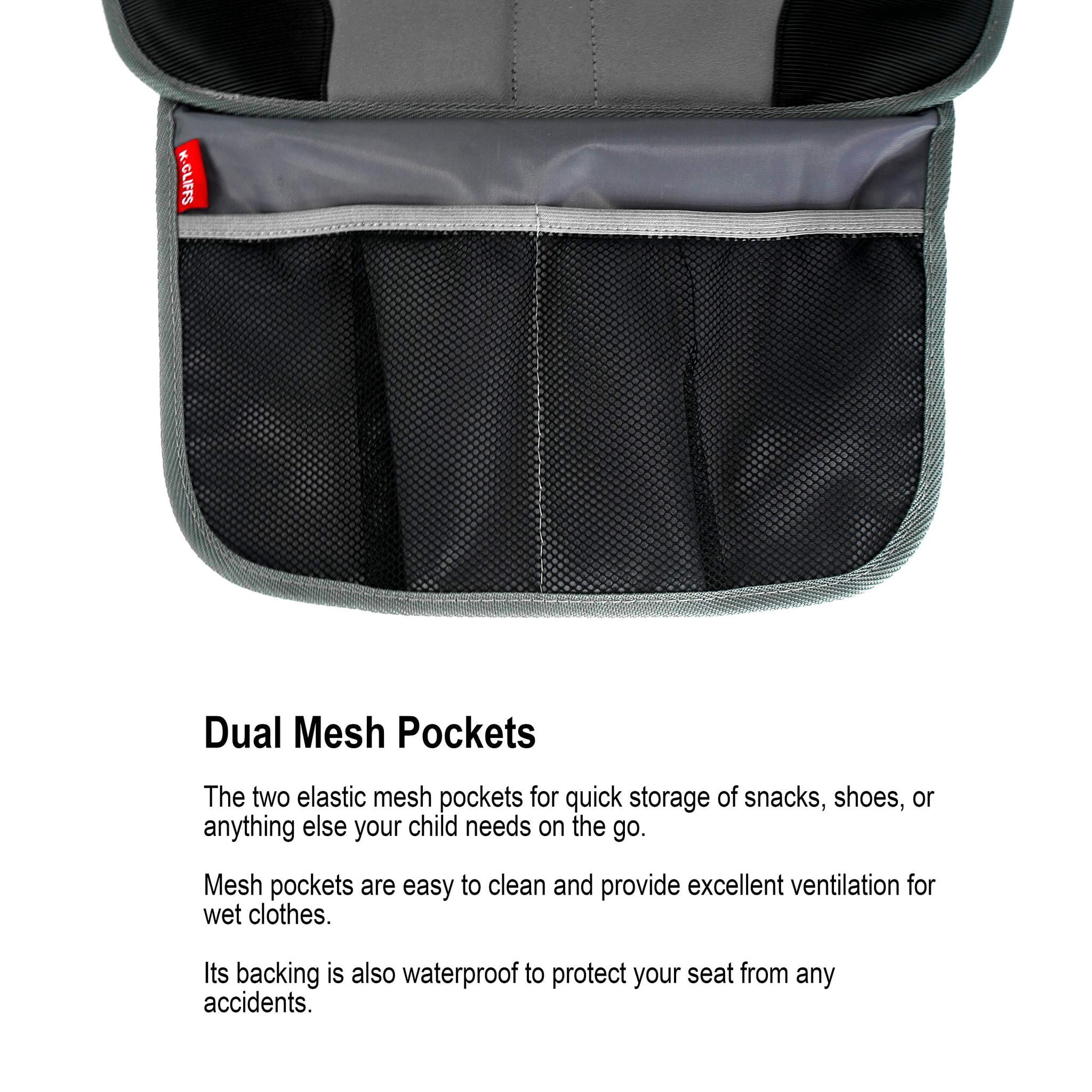 K-Cliffs Car Seat Protector Waterproof Padded Booster Automobile Seat Cover Mat With Front Pockets Gray/Black
