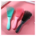 thumbnail image 3 of Cepillo desenredante para cabello rizado con dientes flexibles y suave masaje del cuero cabelludo. Peine de pulpo rosa., 3 of 5