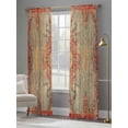 thumbnail image 4 of Red Blue Boho Semi Sheer Window Curtains 96 Inches Long, Ehtnic Abstract Art Modern Geometric Rod Pocket Voile Silky Chiffon Curtain Light Filtering Drapes for Living Room, Kitchen, 52"x96", 2 Panels, 4 of 9