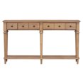 thumbnail image 5 of 59" Retro Console Table, Wood Entryway Display Desk with 4 Drawers and Open Storage Shelf, Narrow Long Sofa Table Behind Couch for Living Room,Hallway, 5 of 9