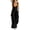 Black, variant on Women's Adjustable Strap Overalls Button Front V Neck Wide Leg Jumpsuit with Pockets Black L
