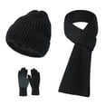 thumbnail image 4 of Conjunto de tres piezas de gorro, bufanda y guantes de punto, conjunto de punto grueso y cálido para otoño e invierno para hombre y mujer., 4 of 4