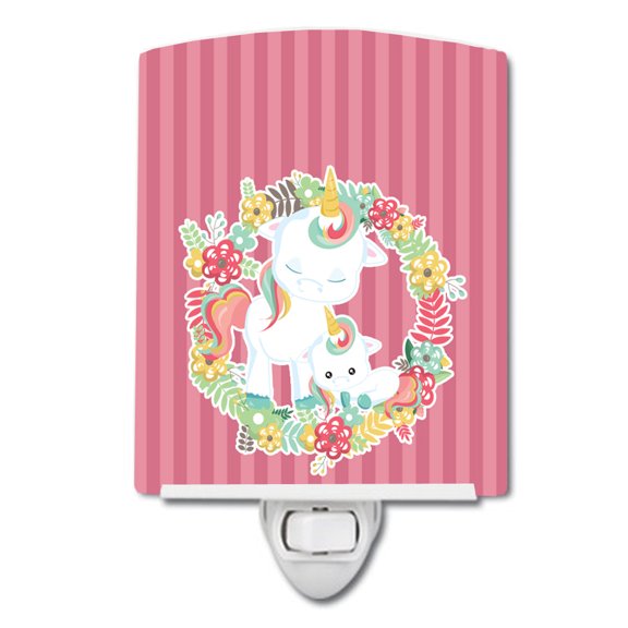Caroline's Treasures BB8772CNL Unicorn and Flowers Ceramic Night Light, 6x4x3", multicolor