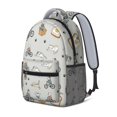 thumbnail image 2 of Cat and Toast Bicycle Gray Pattern Backpack for School, Cute School Bag with Adjustable Shoulder Straps and Padded Back, 15.3"x11"x6.7", 2 of 5