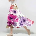 thumbnail image 2 of SMihono Long Skirts for Women Fashion Floral Print Boho Maxi Skirt Elastic High Wasit Pleated A-Line Flowy Beach Skirts Hot Pink 8, 2 of 7
