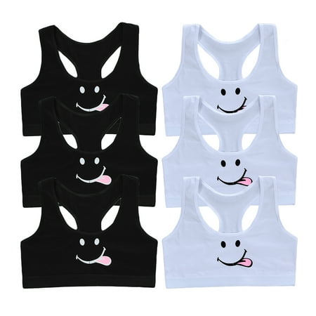 6 Pack Training Bras for Girls Cotton Bras Cami Bralettes Sports Bra Tween Bras for Girls 10-16 Years