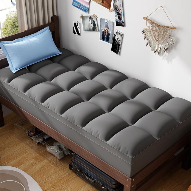 Cubrecolchón ABENE Twin XL extra grueso con la parte superior acolchada gris
