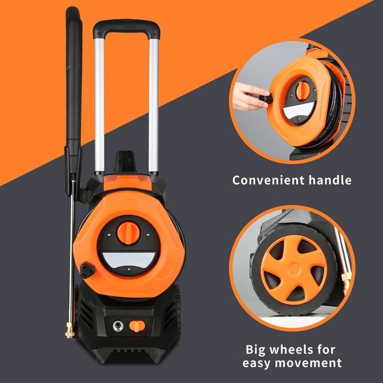 Vebreda 3300 PSI Electric Pressure Washer for Cars Homes Driveways Patios  Orange