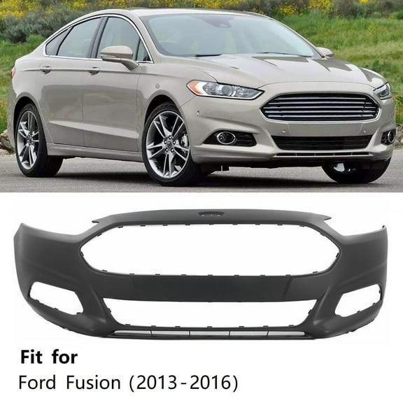 Fit for Ford Fusion 2013-2016 Unpainted Front Bumper Cover (No Park Assist Sensor Hole), 13-16 Fusion Bumper Cover