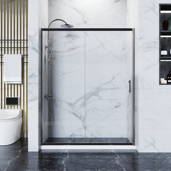 58.5-60" W x 72" H Single Sliding Shower Door, 1/5" Tempered Glass, Chrome