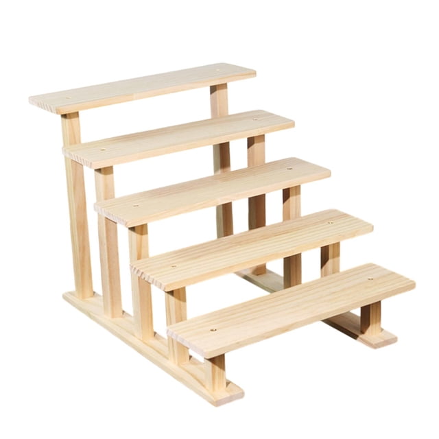 Estante de almacenamiento multiusos rústico con soporte para exhibición de perfumes de madera 5 niveles 30 cm