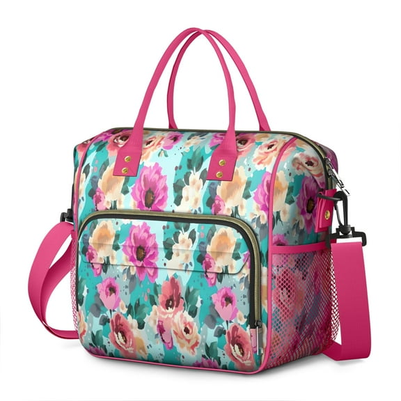 Pioneer Flower Floral Print Pattern Womens Lunch Box for Work,Insulated Large Lunch Bag for Tween and Teen,Loncheras Para Mujer,Leakproof Adult Lunch Bag for Work,Beach,Travel,Picnic,Camping