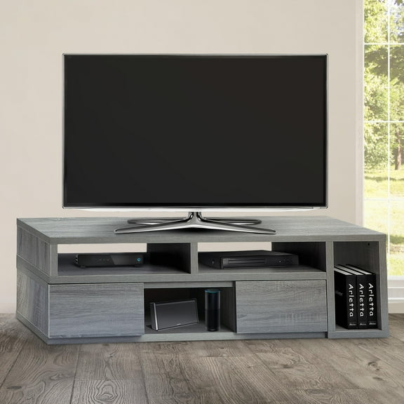 UBesGoo Modern TV Stand fits up to 65'' TV with Storage Drawers and Shelves Gray