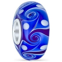 Bling Jewelry Womens Murano Glass Charm Bead Green Red Blue Aqua Wave Swirl Spacer for Bracelet