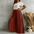 thumbnail image 2 of Womens Sweatpants Elastic Waist Solid Loose Long Daily Elegant Casual Wide Leg Sweatpants Women Coffee L, 2 of 6
