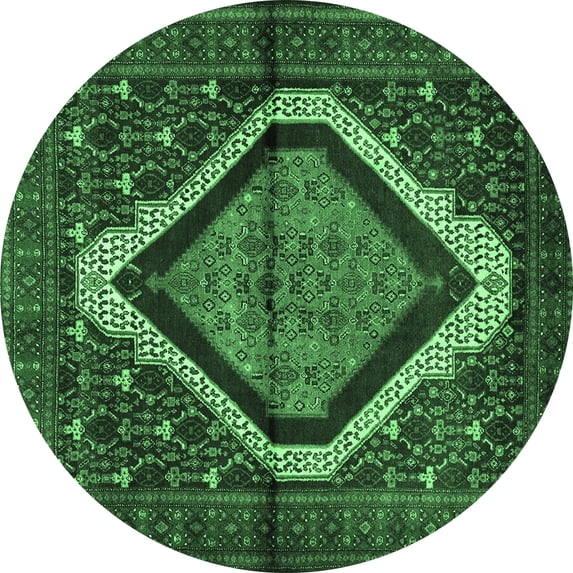 Ahgly Company Indoor Round Persian Emerald Green Traditional Area Rugs, 4' Round