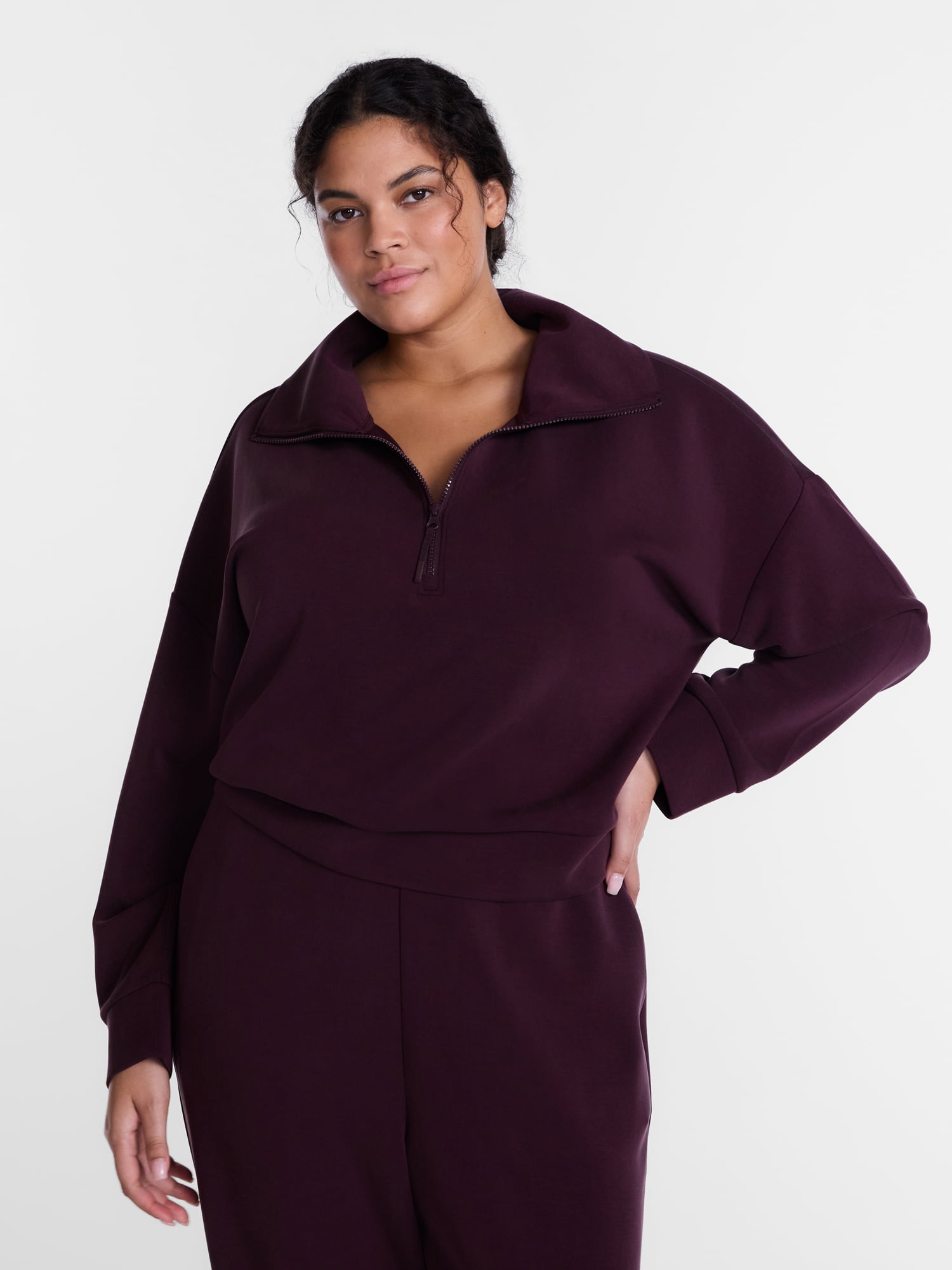 Avia Women's and Women's Plus Quarter-Zip ScubaKnit Pullover, Sizes XS-4X