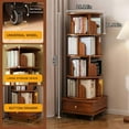 thumbnail image 4 of Kadyn Bookshelf Bookcase, Display Rack,Rotating Bookshelf with Drawer, 360 Display 5 Tier Corner Bookshelf for Small Space, Brown, 4 of 10