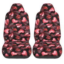 Haiem Ladybugs and Red Hearts Printed Car Seat Covers Set of 2, Universal Fit Car Seat Covers,Protective Seat Covers,Comfortable Car Seat Covers, Easy Installation Seat Covers, Vehicle Seat Covers