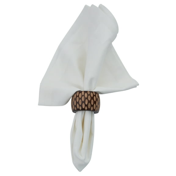 Split P Carved Wood Napkin Ring Set of 4