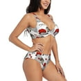 thumbnail image 2 of Kdxio Rabbit And Hedgehog Print Women's 2 Piece High Waisted Wrap Spaghetti Strap Summer Swimsuit Bikini Set-Small, 2 of 7
